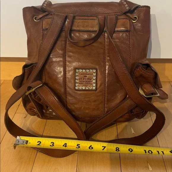 Brown/ tan Leather backpack - Picture 3 of 5
